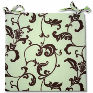 Kremowa poduszka na krzesło z kwiatowym ornamentem lilijki w kolorze brązowym.