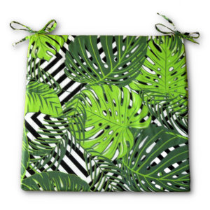 Poduszka Wenedo na krzesło Liście Czarne Paski